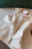 Purple Daily Jacquard Buckle O Neck Tops