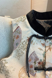 Black Apricot Daily Jacquard Buckle O Neck Tops