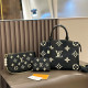 Black Casual Letters Patchwork Zipper Contrast Bags