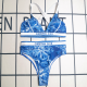 Blue Sexy Print Backless Swimwears