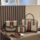 Khaki Casual Stripe Letters Patchwork Zipper Bags