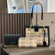 Black Street Plaid Metal Accessories Trim Contrast Bags