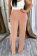Pink Casual Solid Color Pocket Loose High Waist Conventional Patchwork Bottoms