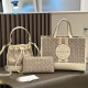 White Casual Letters Draw String Contrast Bags