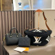 Black Casual Letters Patchwork Zipper Contrast Bags