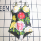 Black Green Sexy Print Backless Swimwears