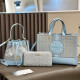 Blue Casual Letters Draw String Contrast Bags