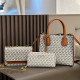 White Grey Casual Letters Patchwork Zipper Contrast Bags