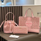 Pink Casual Letters Draw String Contrast Bags