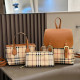 Orange Casual Plaid Patchwork Zipper Contrast Bags