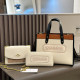White Casual Letters Patchwork Chains Contrast Bags