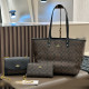 Black Brown Casual Letters Patchwork Zipper Contrast Bags