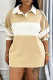 Khaki Casual Daily Patchwork Contrast Turndown Collar Long Sleeve Two Pieces