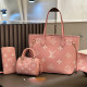 Pink Daily Letters Patchwork Zipper Contrast Bags