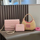 Pink Daily Letters Patchwork Weave Texture Bags