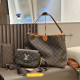 Brown Casual Letters Patchwork Chains Contrast Bags