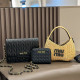 Black Daily Letters Patchwork Weave Texture Bags