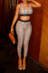 Multicolor Sexy Plaid Contrast O Neck Sleeveless Two Pieces