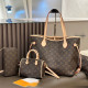 Apricot Casual Letters Patchwork Zipper Bags