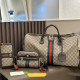 Khaki Vacation Print Letters Patchwork Zipper Bags