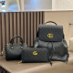 Black Casual Letters Zipper Embossed Bags
