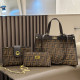 Brown Casual Letters Patchwork Zipper Contrast Bags