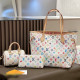 Colour Casual Letters Gradient Patchwork Zipper Bags