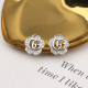 White Daily Letters Hollow Out Rhinestone Decor Earrings