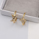 Gold Daily Letters Rhinestone Decor Earrings