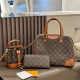 Brown Daily Letters Patchwork Zipper Contrast Bags