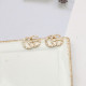 Gold Daily Letters Hollow Out Rhinestone Decor Earrings