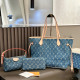 The cowboy blue Daily Letters Patchwork Zipper Bags