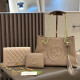 Khaki Casual Letters Fringed Trim Embossed Bags