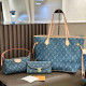 The cowboy blue Casual Letters Patchwork Zipper Bags