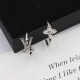 White Daily Letters Rhinestone Decor Earrings