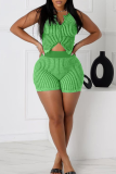 Pink Casual Solid Color Zipper Zipper Collar Sleeveless Two Pieces