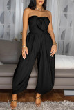 Green Sexy Casual Solid Color Backless Strapless Regular Jumpsuits