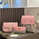 Pink Daily Letters Patchwork Chains Contrast Adjustable Bags