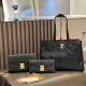 Black Casual Letters Chains Embossed Bags
