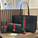 Black Casual Stripe Letters Patchwork Embossed Bags