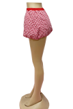 Red Sexy Plaid Buttons Loose Low Waist Speaker Full Print Bottoms