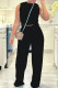 Black Casual Solid Color Basic O Neck Sleeveless Two Pieces