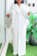 White Elegant Solid Color Ruched V Neck Long Plus Size Dresses