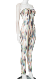 Green Sexy Print Patchwork Strapless Sleeveless Two Pieces