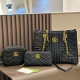 Black Daily Letters Metal Accessories Trim Zipper Texture Bags