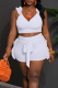 Cream White Sexy Solid Color Strap Design Stringy Selvedge Spaghetti Strap Sleeveless Two Pieces