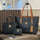 Black Casual Letters Patchwork Zipper Contrast Bags