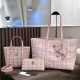 Pink Casual Letters Patchwork Zipper Contrast Bags