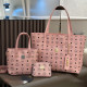 Pink Daily Letters Patchwork Zipper Contrast Bags