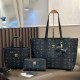 Black Casual Letters Patchwork Zipper Contrast Bags